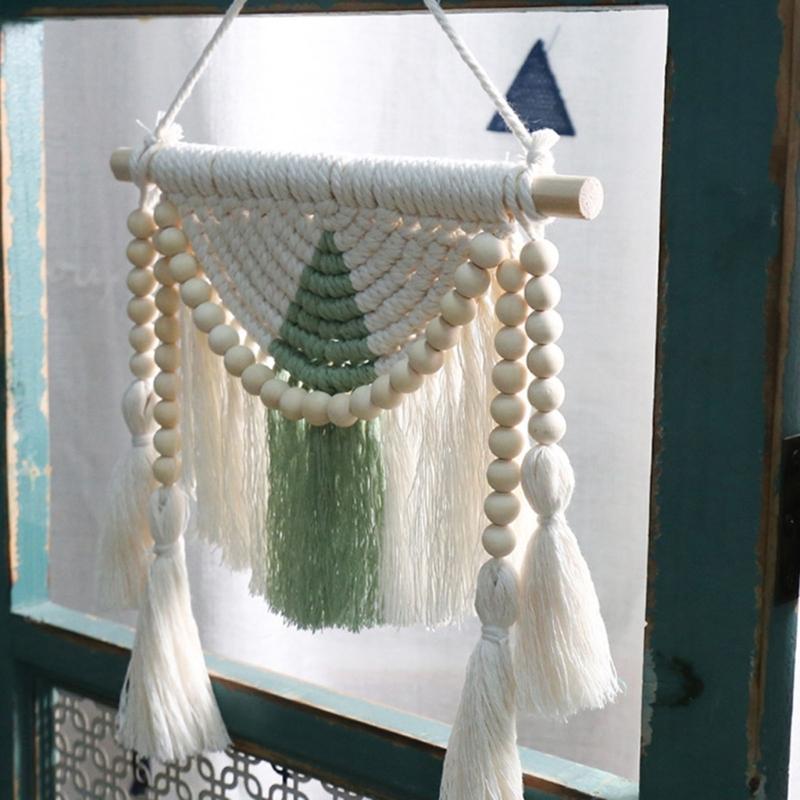 Bohemian Macrames Wall Hangings Woven Tapestrys Cotton Handmade Bohemian with Tassels Craft Ornament