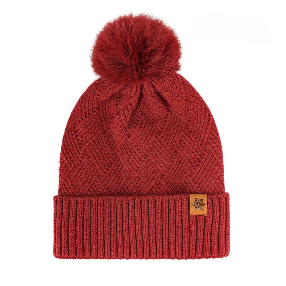 Women's Three Sizes To Choose From: Knitted Hat, Scarf, Glove, Women's Autumn and Winter Outdoor Warm Double Layer Knitted Hat