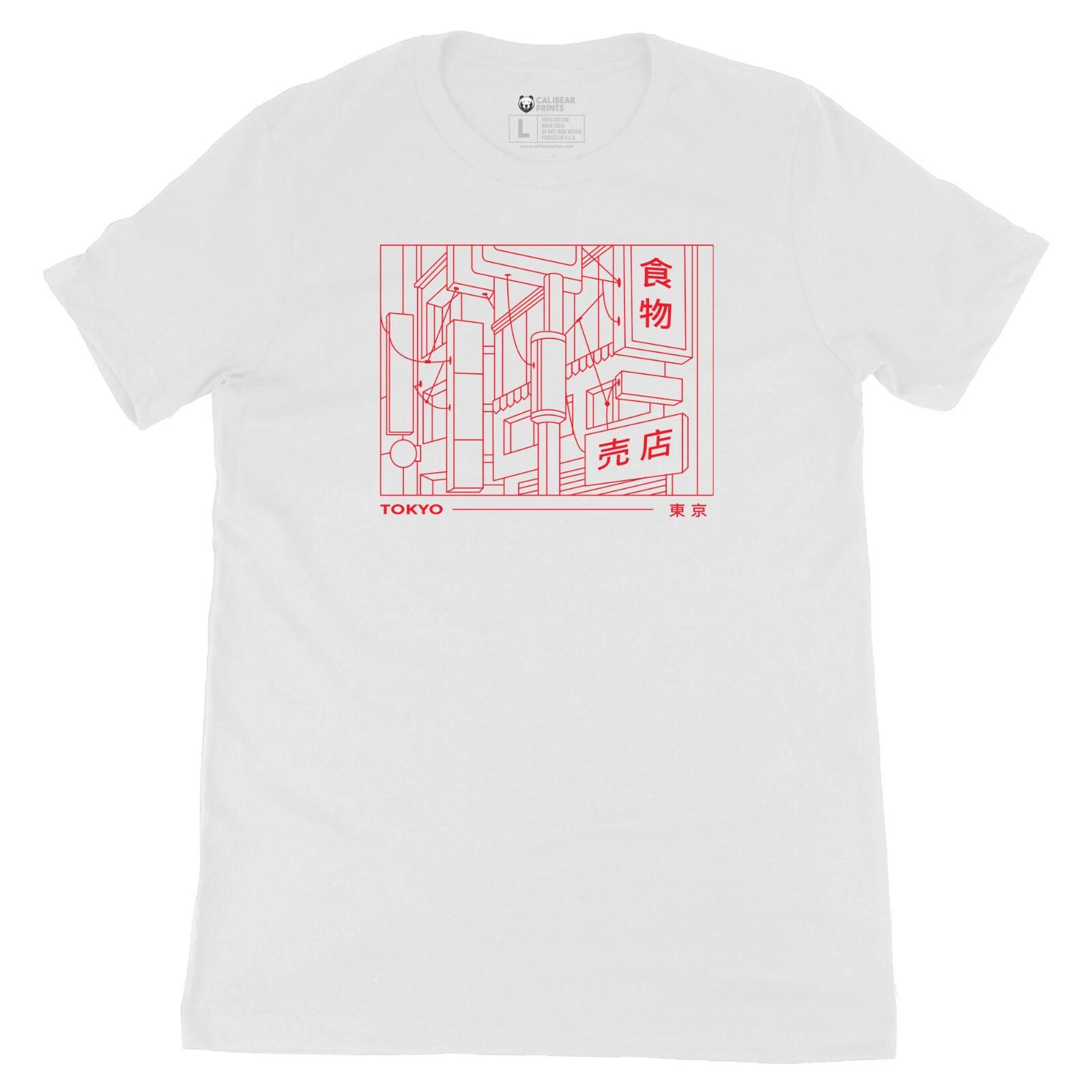 TOKYO JAPAN Street Line Minimal Graphic Art Novelty Tee Fine White T shirt S