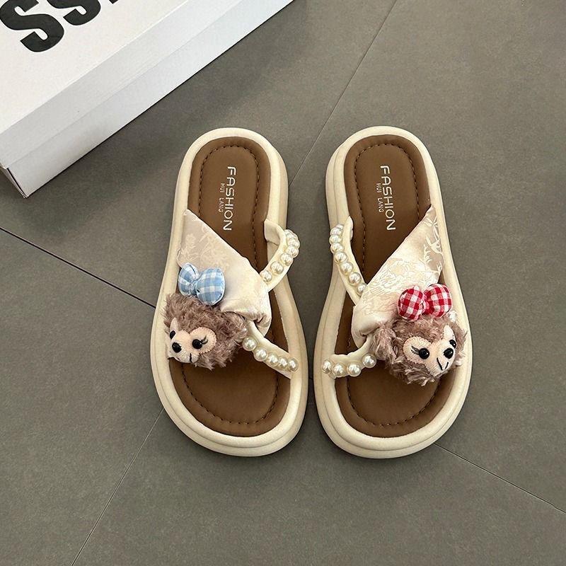 Cute Cartoon Shirley Mei Flip-flops Women 2025 Summer New Versatile and Comfortable Fashion Beach Cool Slippers
