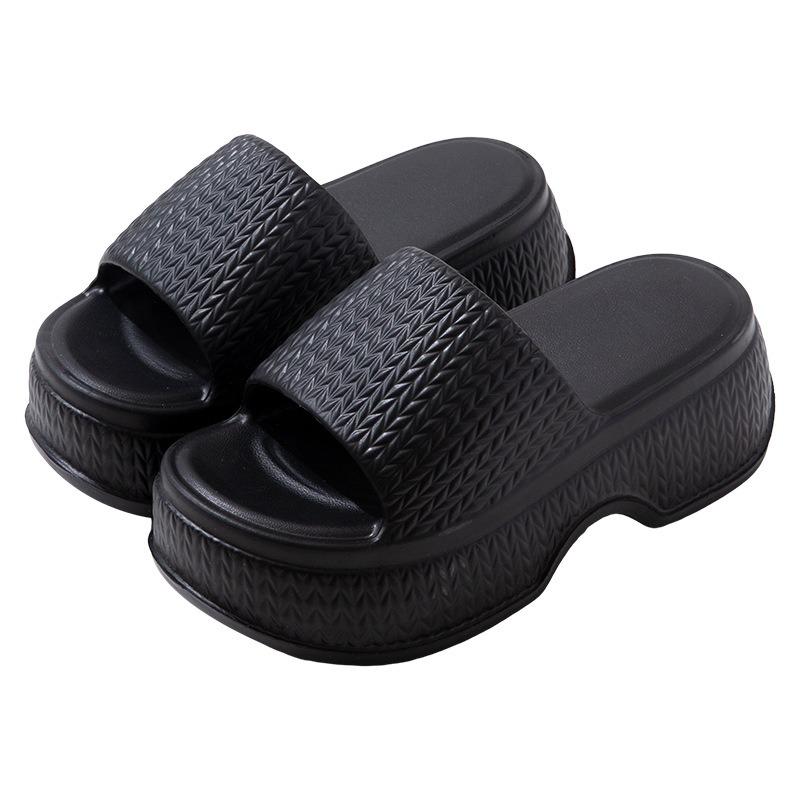 Thick-bottomed cool slippers women's summer outdoor beach non-slip heightening tide versatile one-word outer wear slippers