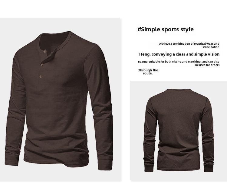 Pánské velké rychleschnoucí henley: Jarní/Podzimní tričko s dlouhým rukávem s ptačím okem, trendy a všestranné.