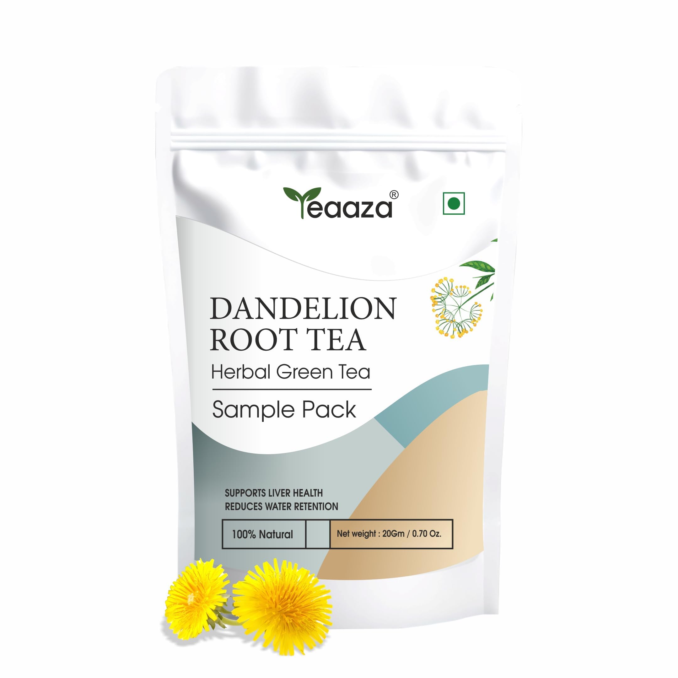 Teaaza Dandelion Root Tea | Organic Dandelion Tea for Liver Detox, Weight Management| Improves Kidney Function & Digestive Health | 20 Gram