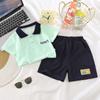 Children's Summer Short Sleeved Shorts Set T-shirt+shorts Lapel T-shirt Children's Two-piece Set