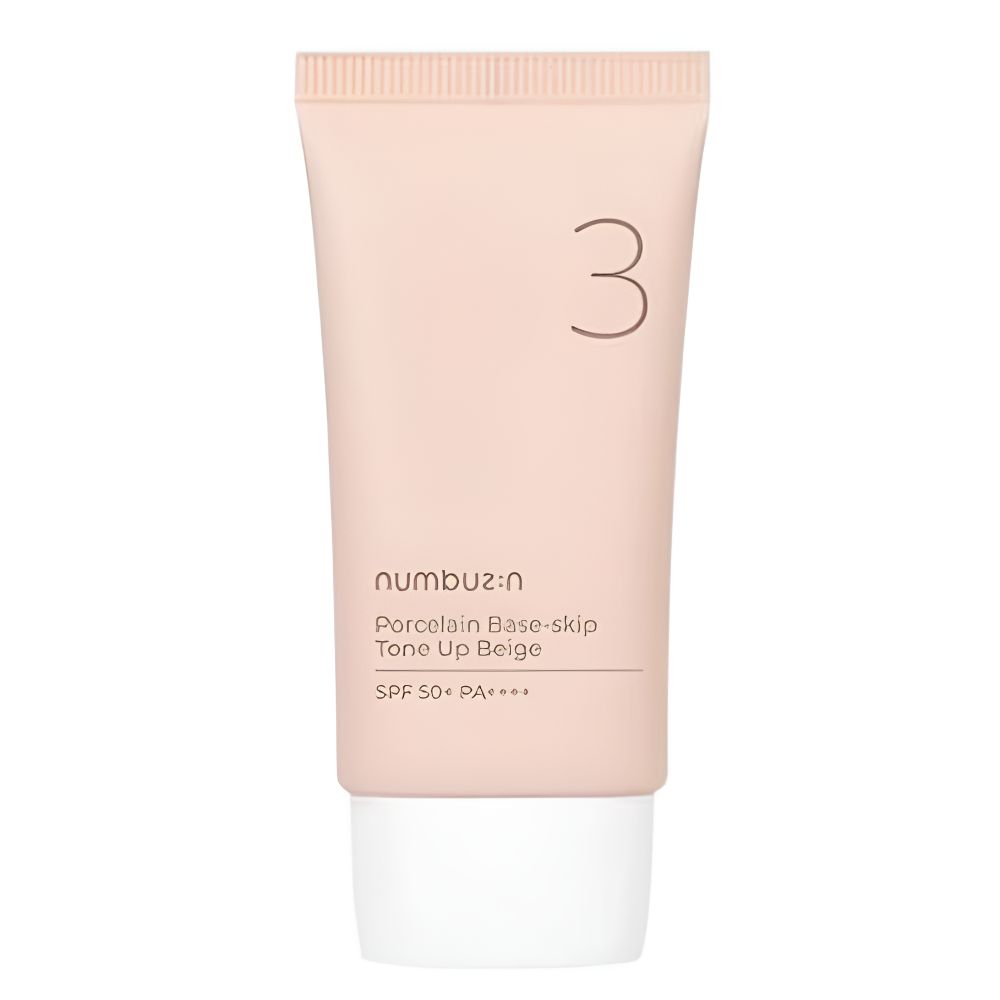 Numbuzin No.3 Porcelain Base-Skip Tone-Up Beige Sunscreen SPF50+ PA++++ Brightening Sun Cream 50ml