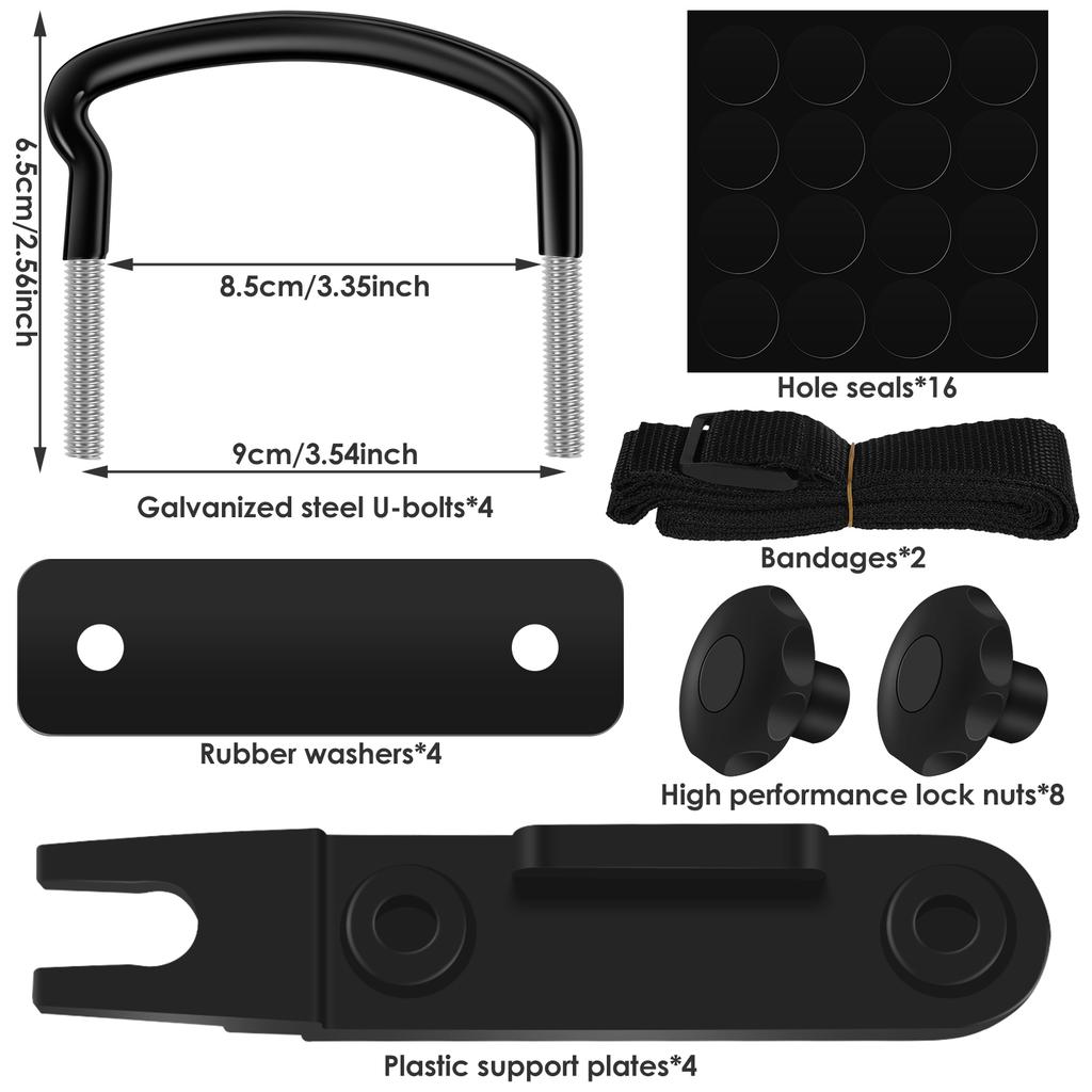 1Set Roof Box Mounting Fitting Kit Heavy Duty Roof Box U-Bolt Clamp Kit Universal Roof Rack Bracket Kit Car Mounting Accessories
