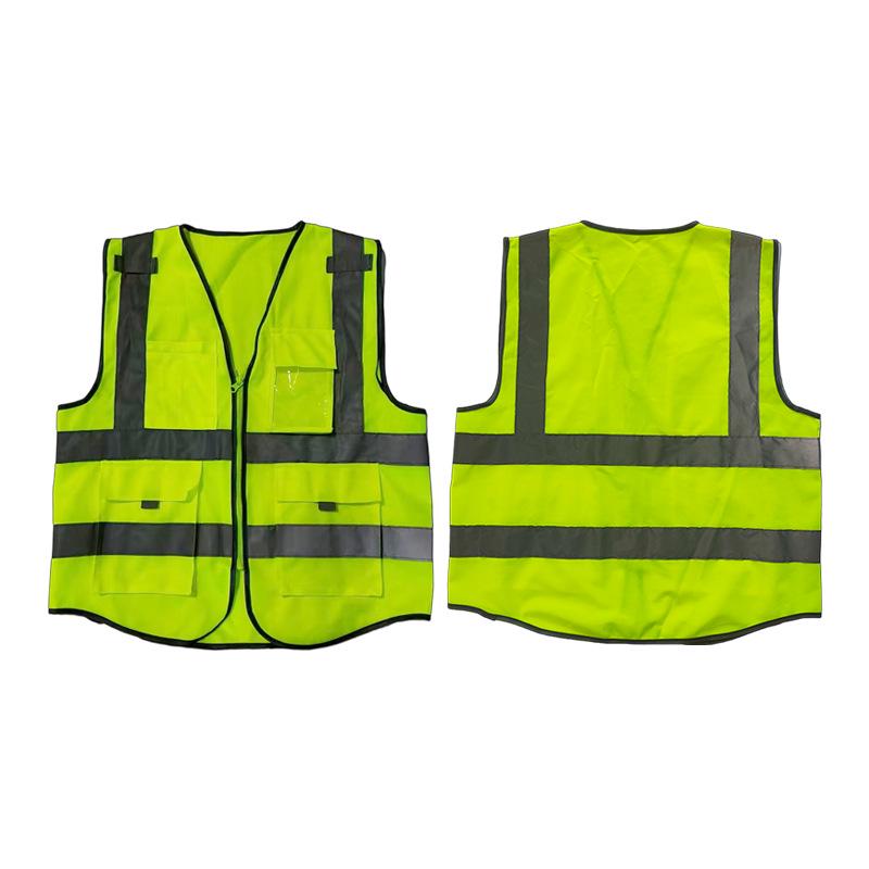 Reflective Multi-Pocket Safety Vest with Logo Option - Fluorescent Construction Gear