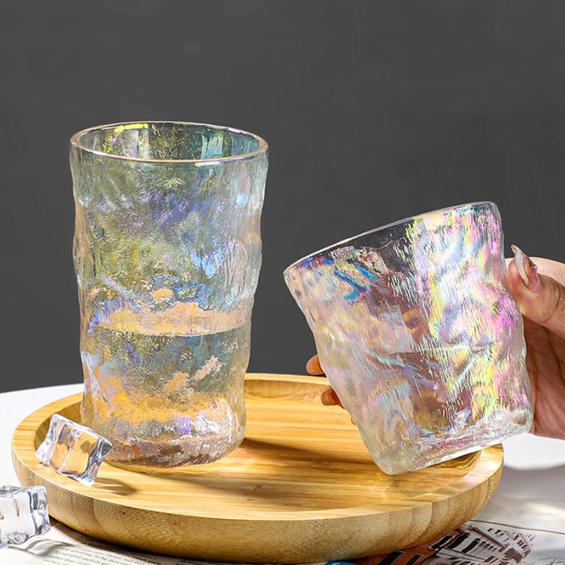 10.3oz/13oz Cold Drink Cup Fashionable Colorful Glass Cup Creative Wine Glass Bubble Water Mug High End Juice Milk Beverage Mugs