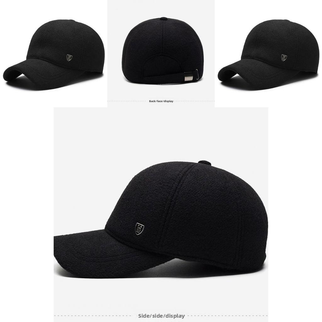 Simple Solid Color Middle Aged Warm Windproof Baseball Cap For Daily Wear