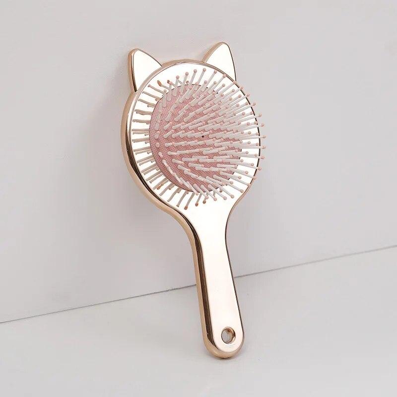 

Новая расческа для волос Kawai Cat Pattern, черный, розовый, милый мультфильм, массажная расческа на воздушной подушке, жесткая щетка для волос, однотонные парикмахерские аксессуары для волос