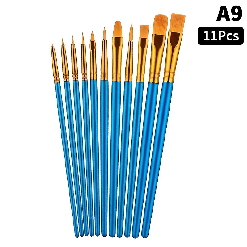Detail Painting Brushes Set Professional Round Flat Nylon Hair Watercolor Paint Brush For Kid Students Artists Oil Painting Tool