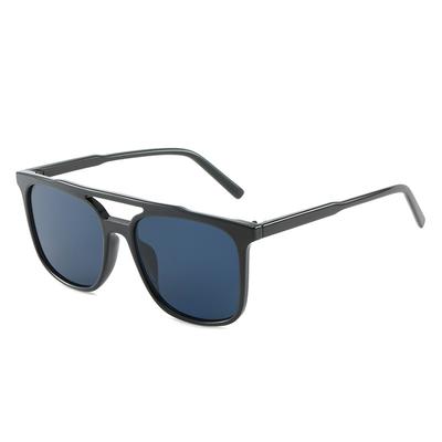 European And American Square Double Beam Fashionable Black Sunglasses Women'S, Trendy Hong Kong Sunglasses Toad Glasses Women'S