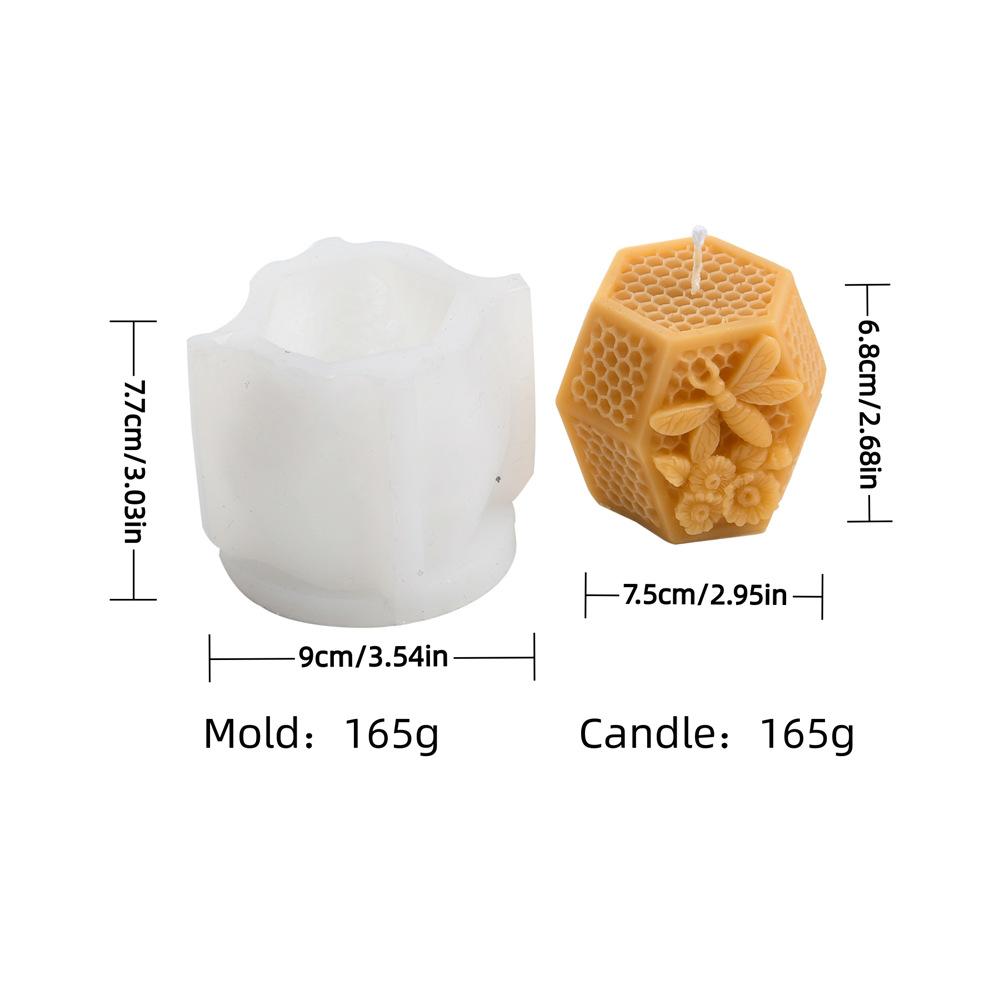3D Hexagonal Beehive Candle Mold DIY Flying Bee Honeycomb Aromatherapy Gypsum Mold Bread and Candy Baking Tools