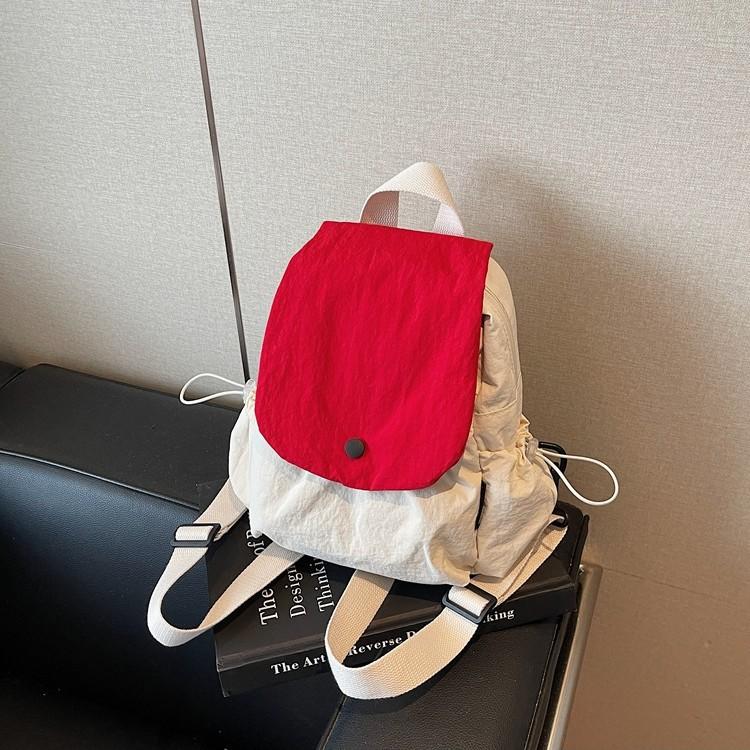 College Student Class for Women's Backpack Canvas Lightweight Small Schoolbag Casual Contrasting Color Handbag Women