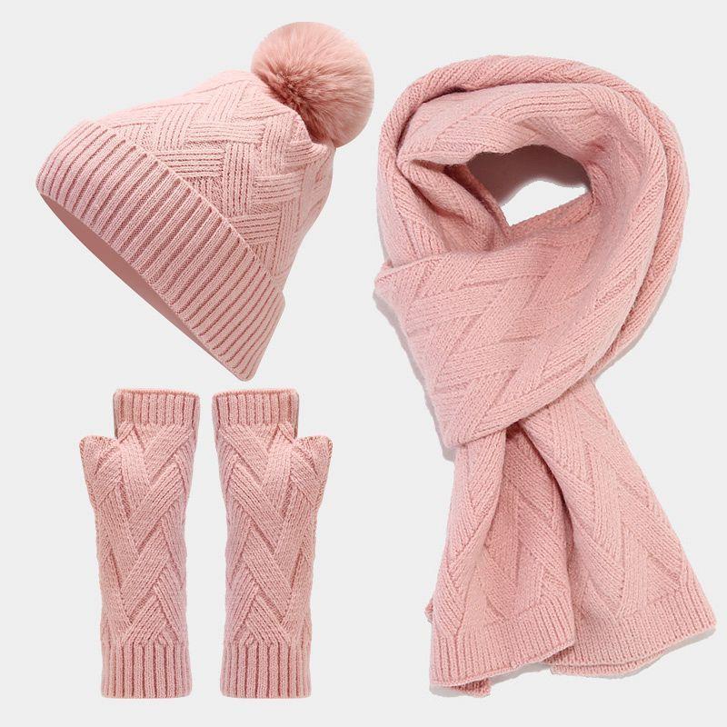 Knitted Autumn Winter Hat Gloves Scarf Set For Women And Men With Warmth And Style