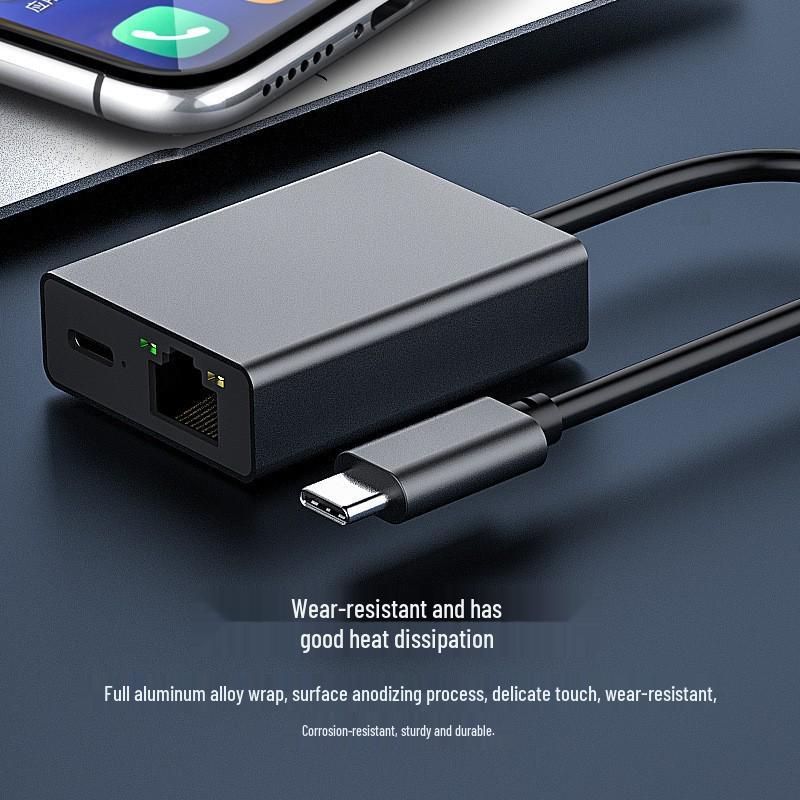 Type-C 2-in-1 Docking Station with PD100W, Gigabit Ethernet, and 100Mbps Ethernet Port