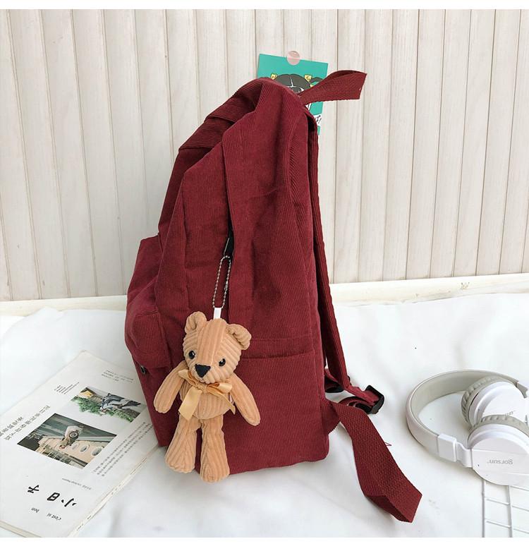 Preppy Style Women Backpack Corduroy Design School Bags For Teenage Girls Travel Backpacks Female Shoulder Bags Daypack Black