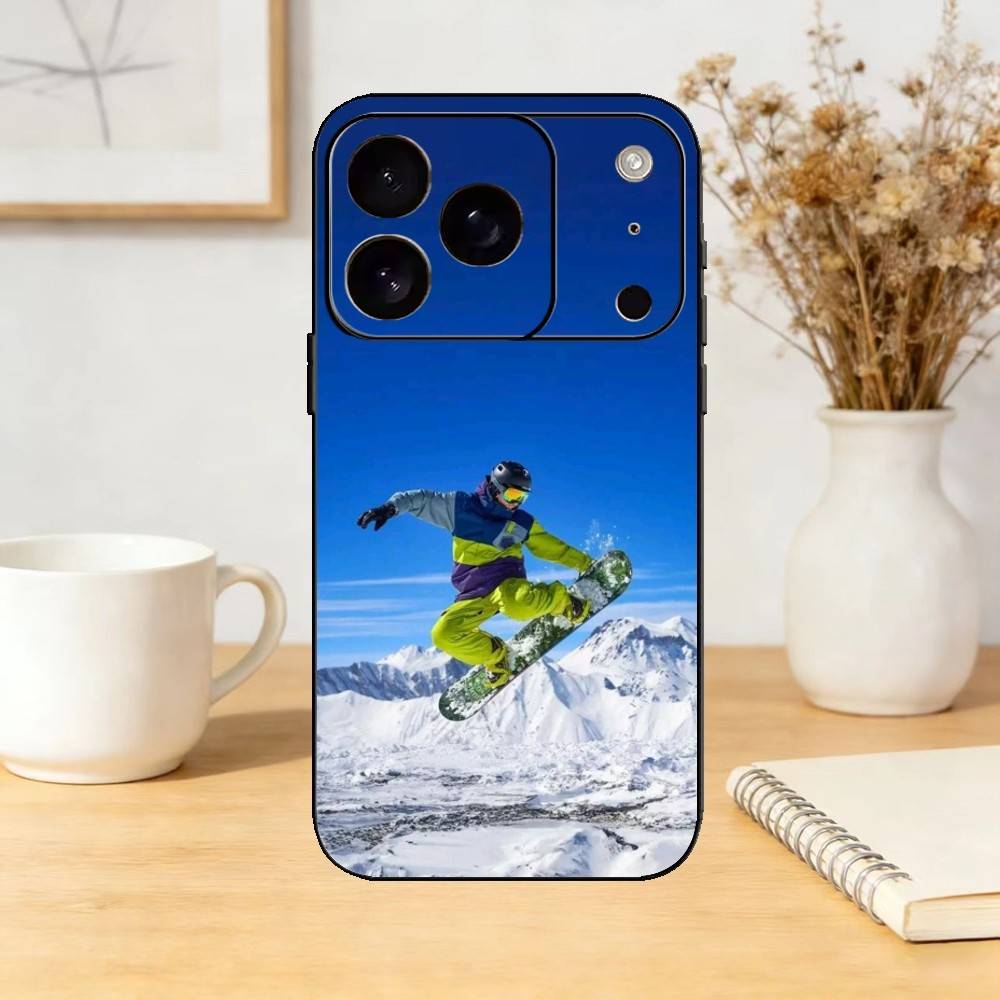 S-Snowboarding Sports Phone Case For iPhone 17,16,15,14,13,12,11 Plus,Pro Max,SE4Soft Silicone Black Cover