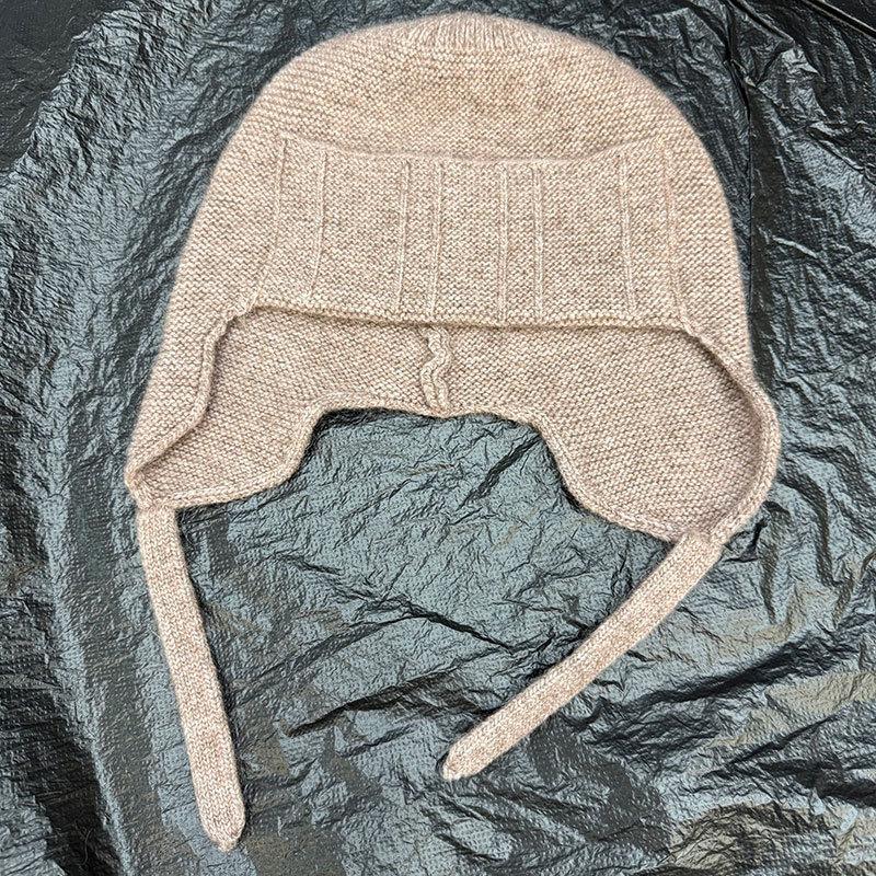 Yak wool fashionable warm retro solid color Lei Feng hat versatile fashion casual cold knitted hat ear protection hat women