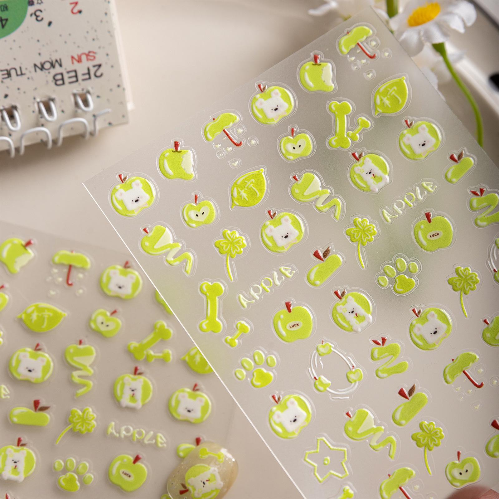 Cyansea Blue Apple Puppy Cartoon Jelly Phone Case with Cute Nail Art Stickers CG-137