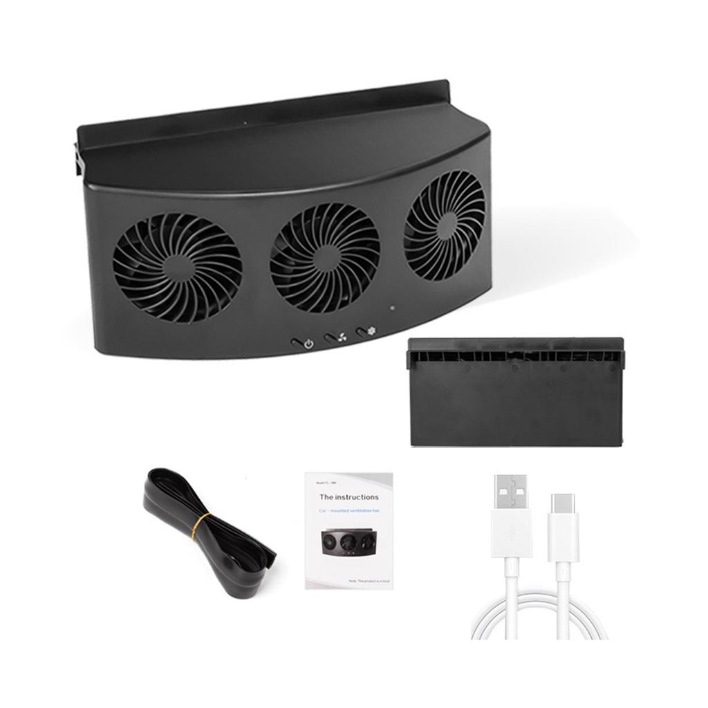 3 Head Coolers Car Fan USB/Solar Energy Cooling Vent Exhaust Portable Car Coolers Fan Exhaust Fan Car Radiator