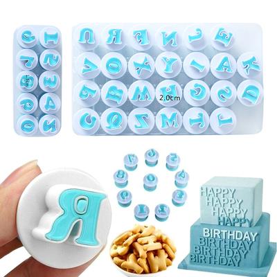 Baking Pastry Mold Letter Fondant Cookie Cutter 26pcs Upper Lowercase Alphabet and 10pcs Number Cake Decoration Tools GYH