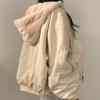 Winter Two Sided Plush Cotton Jacket for Women Loose Hooded with Thick Plush Coat for Women