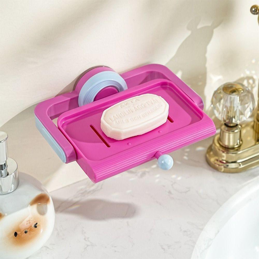Rotatable Suction Cup Soap Dish Wall-Mounted Multi-color Sponge Soap Box Dual-Use Save Space Bathroom Shelf Bathroom Accessories