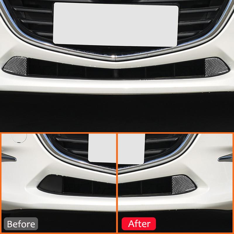 Carbon Fiber For Mazda 3 Axela 2017-2018 Car Front Bumper Triangle Panel Trim Cover Decoration Sticker Exterior Accessories