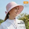 Breathable Windproof Wide Brim Sun Bucket Hat For Women With Ponytail Hole Breathable Sun Hat For Outdoor Summer Travel