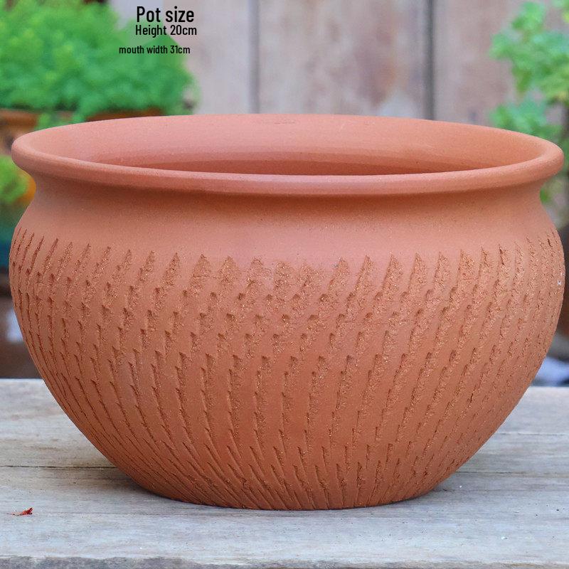 Retro Ceramic Wide Mouth Flower Pot - Tree Trunk Design for Succulents, Bougainvillea, Hydrangea, Roses  