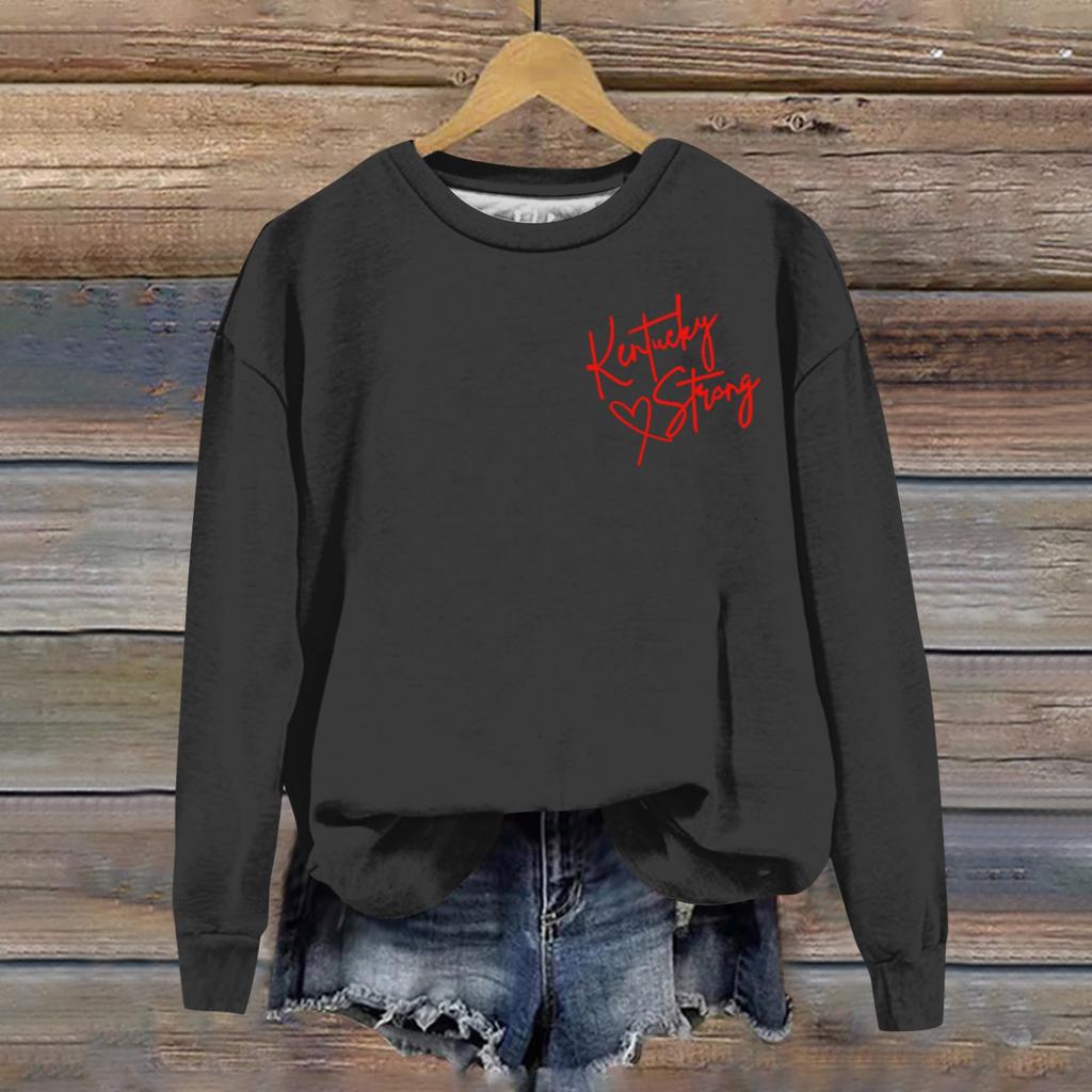 Women's Printed Round Neck Long Sleeved Loose Fitting Long Sleeved Casual Long Sleeved Top Hoodie