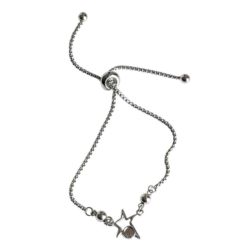 Stylish Five Point Star Bracelet With Pull Chain Design Stainless Steel Fashion Accessory Creative Wrist Bangle 1