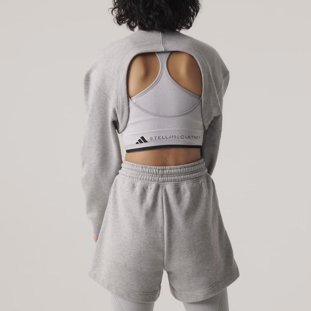 Adidas X Stella McCartney Logo Print Drawstring Straight Leg Shorts Women Shorts Gray HT1098