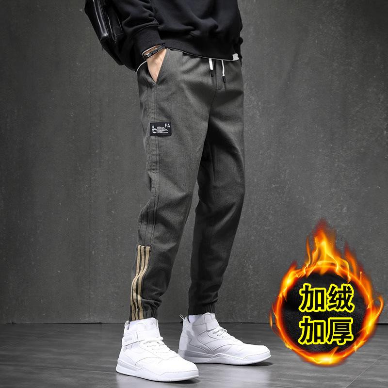 Fleece and thicker winter new casual pants men's large size loose trendy brand tooling Harlan pants men's sports pants men's
