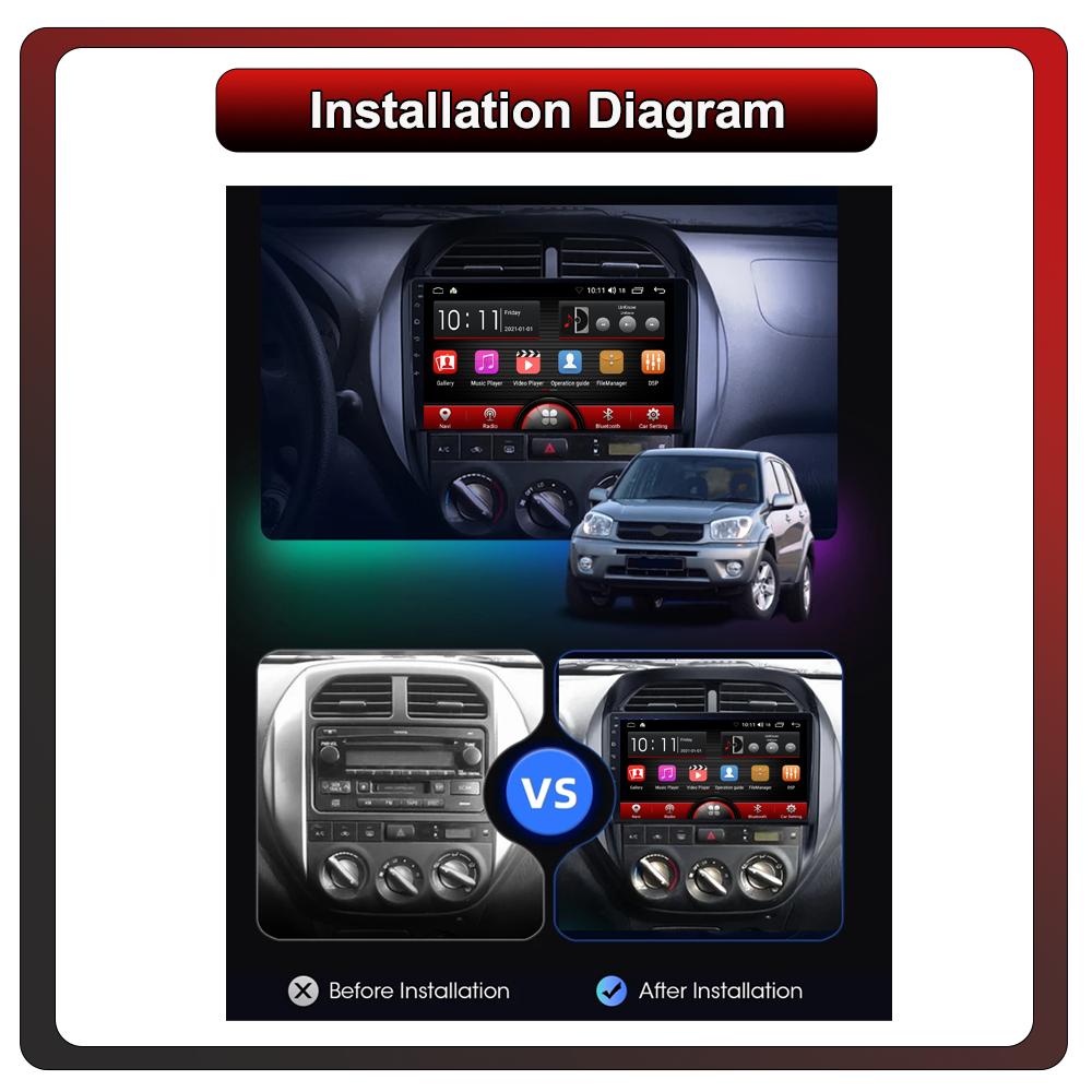 2Din Android Car-Play Car Radio,Toyota RAV4 2003-2005,Multimedia Player Head Unit Stereo GPS Navigation BT WIFI,2+32GB