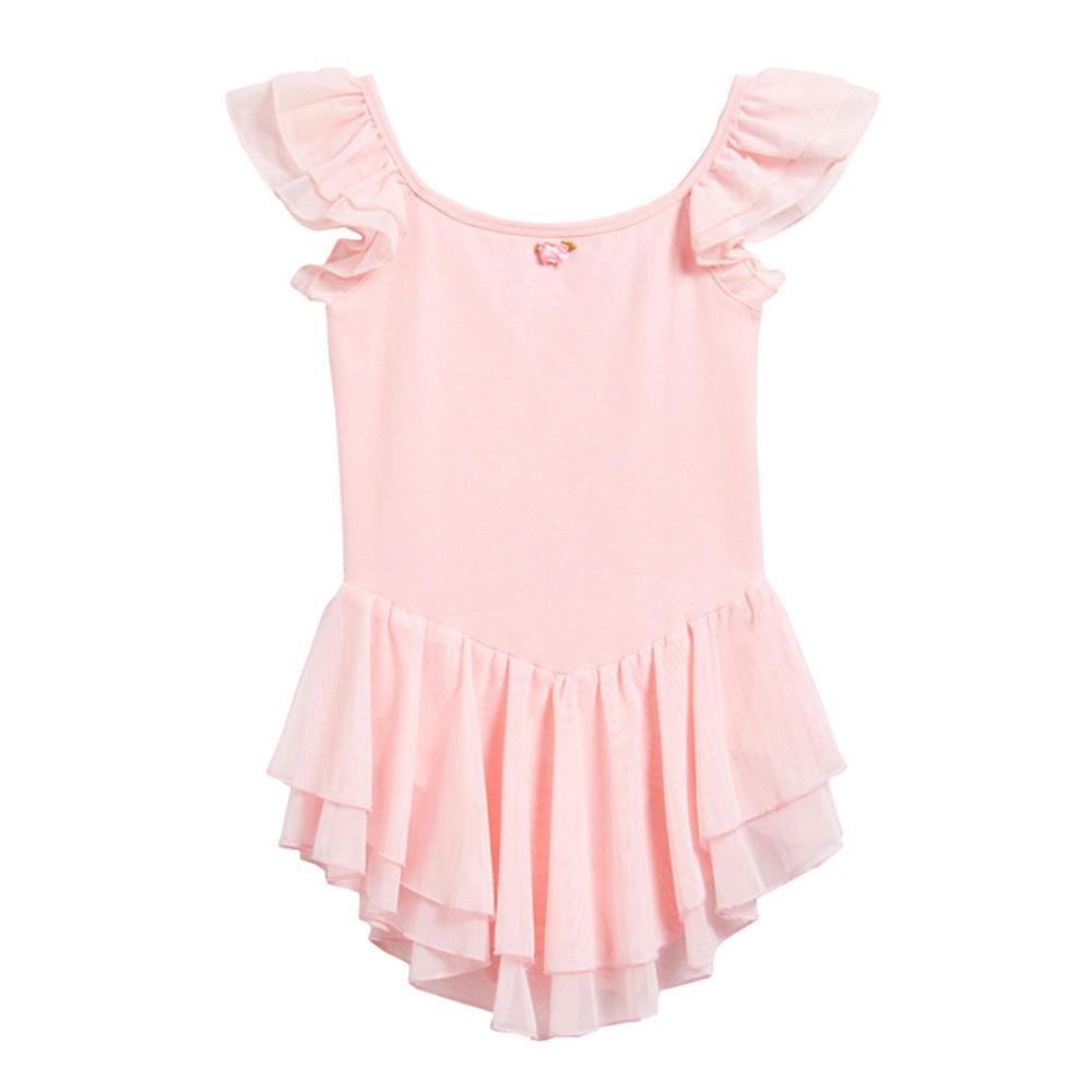 

Short Sleeve Gymnastics Leotards Cotton Ballet Bodysuits Fashion Dancewear Kids Girls 110CM рожевий