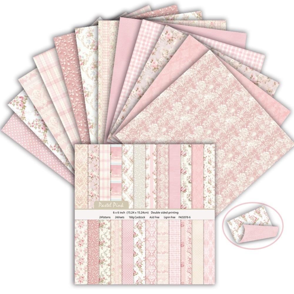 24 Blatt Blumendruck Scrapbook-Papier 6 Zoll Hintergrundpapier Dekoratives Papier Bastelbedarf DIY