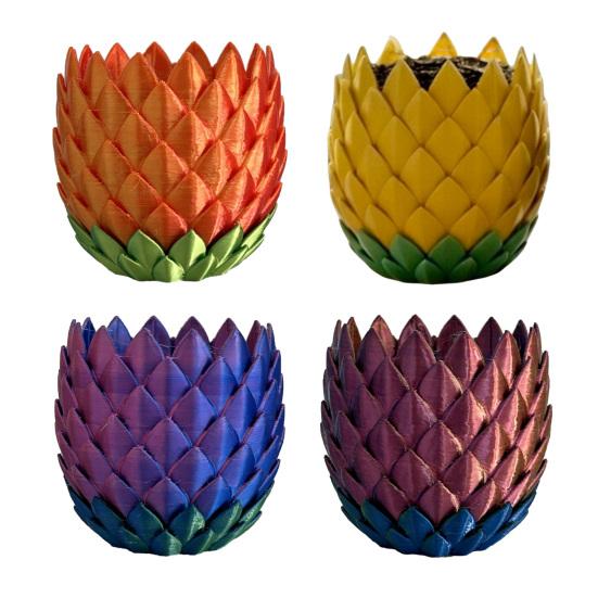 3D Printed Dragon Scale Flowerpot with Drip Tray Indoor Outdoor Succulents Herb Plants Planter Pot Container with Drainage Hole Home Garden Decoration