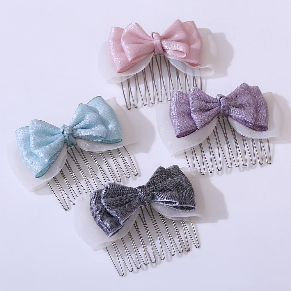 Korean Pink Bow Hair Comb Clip for Girls' Bangs Styling