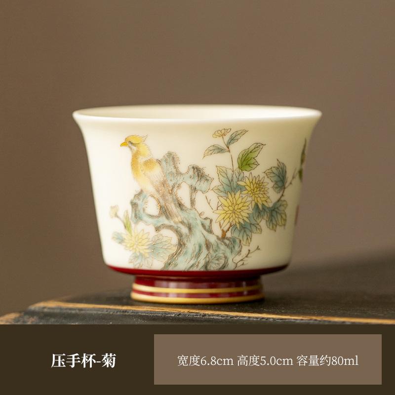 

80ml High-end Beige Matte Orchid Ceramic Teacup Tea Bowl Sample Tea Cup Tea-tasting Personal Cup Jianzhan Master Cups Tea Items As your choose