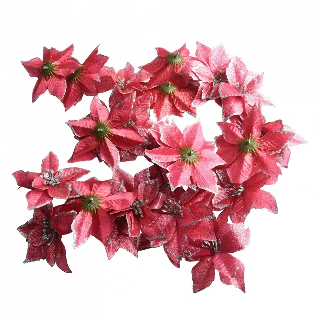 Shiny Artificial Poinsettia Flowers 524PCS for Christmas Decoration