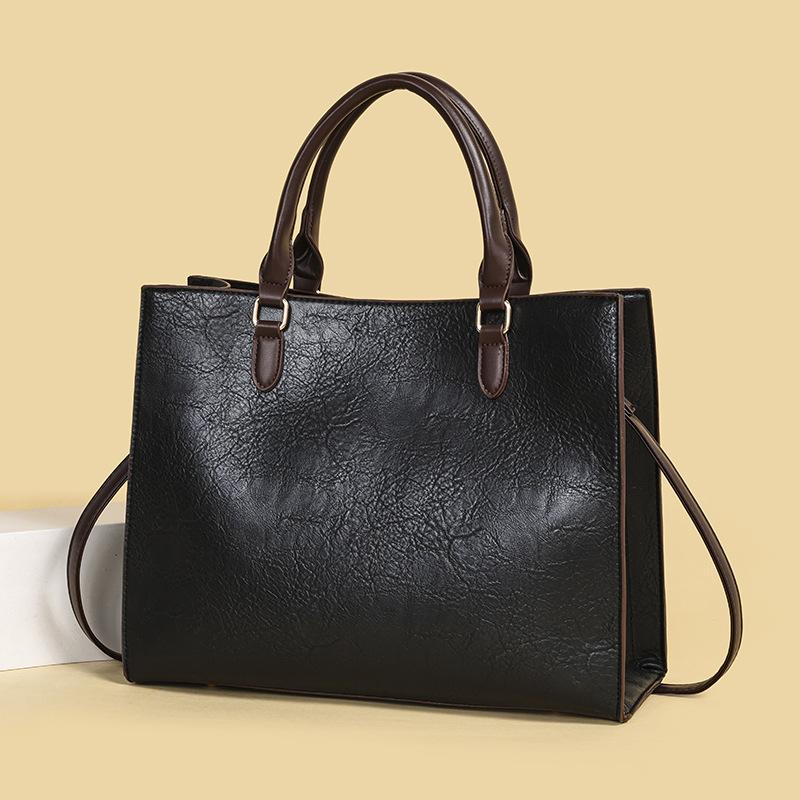 Faux Leather Small Handbag for Women, Large Capacity, Shoulder Bag, Solid Color