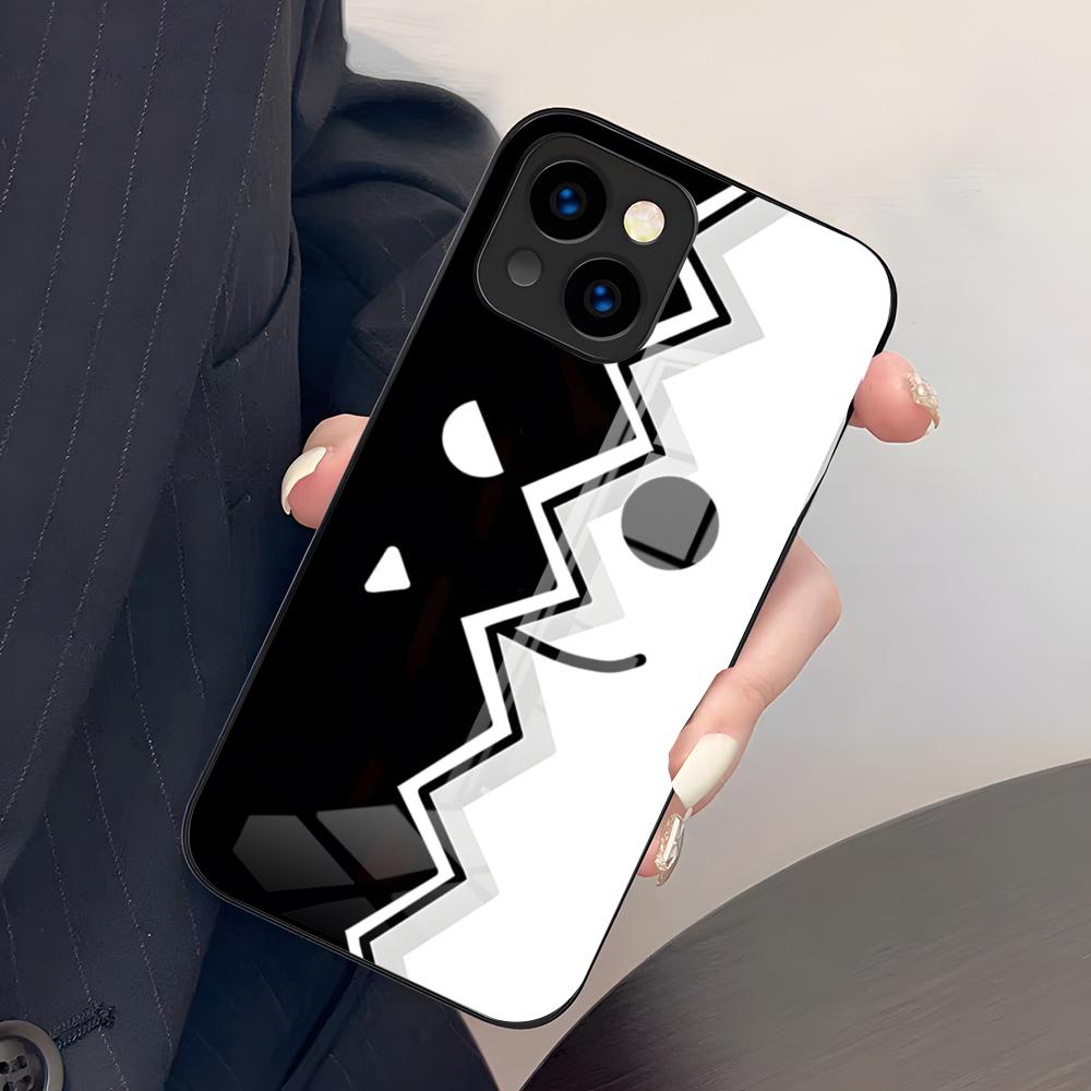 

G-Geometry Dash Game Phone Case For IPhone 17 Pro Max 15 Pro 16 14 Plus 12 13 Mini 11 Pro Shockproof Glass Cover iPhone16Pro