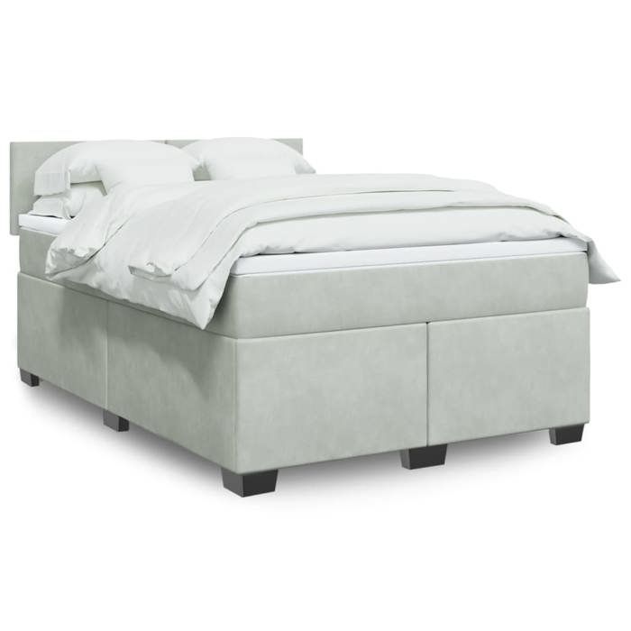 VidaXL Sommier à lattes de lit et matelas Gris clair 140x200cm Velours 3286324