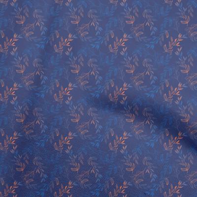 Cotton Flex Blue Fabric Leaves Sewing Craft Projects Fabric Prints By Yard 40 Inch