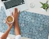 Protective Mat for Countertops for Companies, Offices, Geometric Mosaic 100x50 Cm