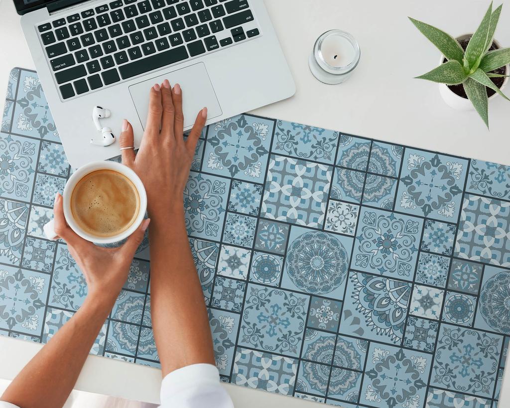 Protective Mat for Countertops for Companies, Offices, Geometric Mosaic 100x50 Cm