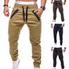 Calças com cordão ajustável masculino listras bolsos com zíper calças esportivas para atividades ao ar livre