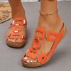 Women's Summer Peep Toe Wedge Sandals, Fashion Sequins Slip-On Shoes, Lightweight Breathable Beach Casual Footwear